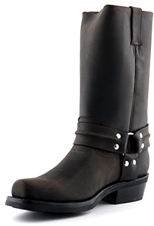 Grinders, Stivali da cowboy uomo, Marrone (Crazy Horse Dark Brown), 44