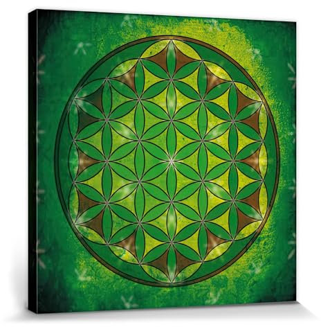 1art1 Mandalas Poster Die Blume des Lebens, Element Erde Bilder Leinwand-Bild Auf Keilrahmen | XXL-Wandbild Poster Kunstdruck Als Leinwandbild 40x40 cm