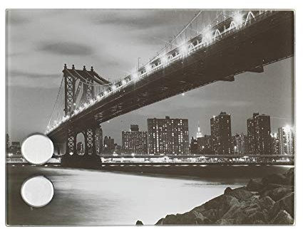 WENKO Schlüsselkasten Manhattan Bridge - magnetisch, mit 7 Haken, Gehärtetes Glas, 20 x 15 x 5 cm
