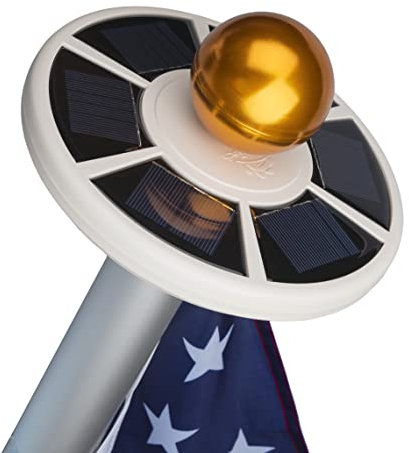 Sunnytech 2nd Generation Solar Flag Pole 20led Light, Brightest, Most Powerful, Longest Lasting & Most Flag Coverage, LED Downlight Light up Flag on Most 15 to 25Ft Flagpole, Upgraded Electric Circuit,White