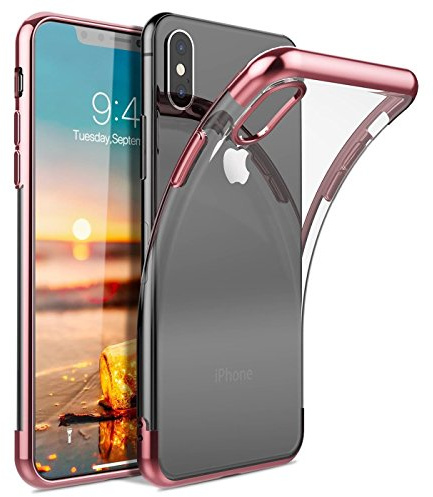 Conie ZE2565 Zero Edge Color Kompatibel mit iPhone XS Max, Design Hülle Handycover Rückschale Case Schutzhülle rutschfest Kantenschutz für iPhone XS Max Bumper Chrome Rosegold