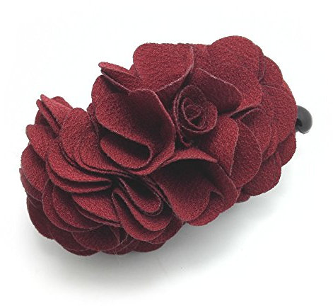 Meilliwish Flor Rosa Pinza para el cabello Soporte de cola de caPelotao (H41)(Vino rojo)