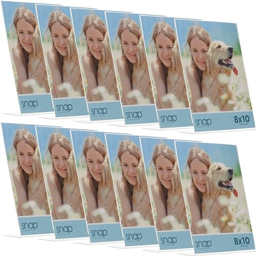 Set of 12 Snap - 8x10 Clear Acrylic Self Standing Photo Frames - Perfect for Showcasing Memories in Style - Versatile and Durable Design for Home or Office Décor - Rectangular TableTop - Single