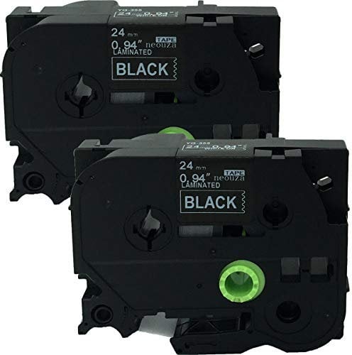 NEOUZA 2PK Compatible for Brother P-Touch Laminated TZe TZ 355 Label Tape 24mm x 8m (White on Black)