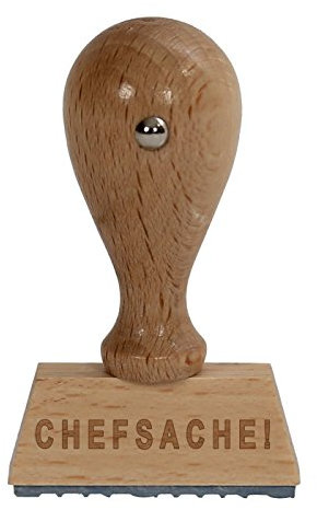 Bütic Spaß Holzstempel V1 / Fun-Stempel HS4010 mit Beschriftung oder Wunschtext, Spaßstempel:CHEFSACHE!
