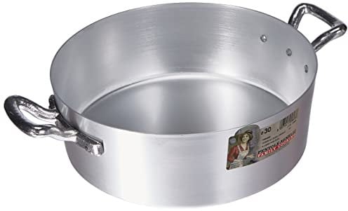 Pentole Agnelli Linea Family Cooking Alluminio Casseruola Bassa Con Due Maniglie, Argento, 30 cm