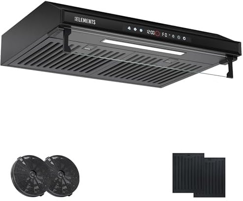 KB ELEMENTS Hotte aspirante encastrée de 60 cm - Convection/évacuation - Avec une forte puissance d'aspiration de 650 m³/h - Double moteur - Commande tactile par gestes - Écran tactile multifonction