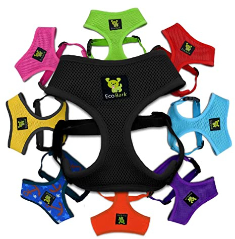 EcoBark Dog Harness, No Pull & No Choke Vest for Small Dogs, XS, Black | Eco Friendly Max Comfort, Luxurious Soft Mesh Halter, Over the Head Harness Vest for Toy Breed & Teacup Dogs, Breathable