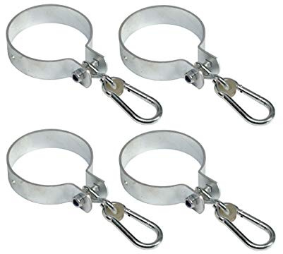 Gartenwelt Riegelsberger Schaukelhaken Ø 12 cm 4 Stück | Für Rundbalken | Karabiner mit Nylonlager | Verzinkter Stahl