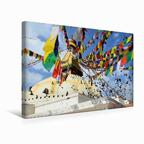 Premium Textil-Leinwand 45 x 30 cm Quer-Format Stupa in Bodnath mit Gebetsfahnen | Wandbild, HD-Bild auf Keilrahmen, Fertigbild auf hochwertigem Vlies, Leinwanddruck von Gabriele Gerner-Haudum