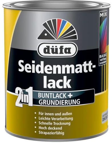 düfa 2in1 Seidenmattlack 750ml grün matt Lack + Grundierung │ für Innen- und Außenbereich (RAL 6005 Moosgrün)