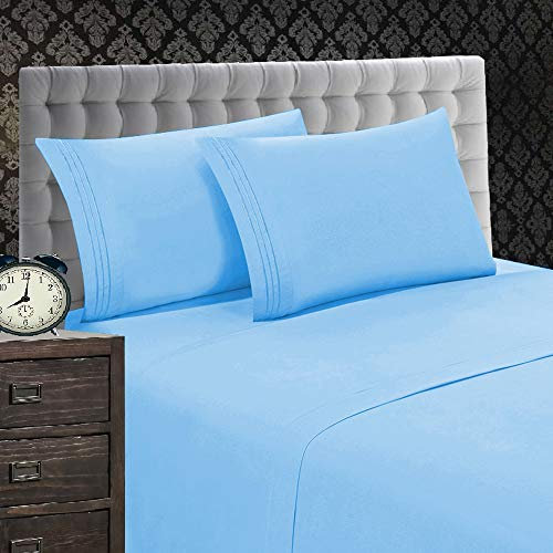 Eleganten Komfort 1500 Fadenzahl Luxus ägyptische Qualität Falten und farbbeständig 4er Set Tabelle, Aqua, Volle Größe