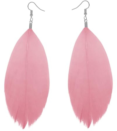 Soul-Cats Feder Ohrringe Damen Boho Statement Ohrhänger Bunt Leicht Hippie Party Festival Schmuck