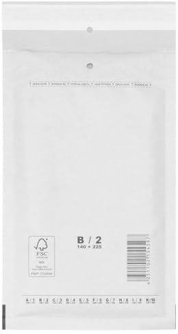 verpacking Luftpolstertaschen Versandtaschen Luftpolsterumschlag B2, Innenmaß 120 x 215 mm (Außenmaß 140 x 225 mm) Weiß Polsterumschläge selbstklebend geeignet für DIN A6+ C6 (100 Stück)