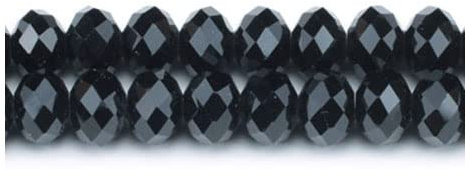 Black Czech Crystal Faceted Rondelle Beads 6mm x 8mm Strand of 63+ Pieces for Jewellery Making, Craft Projects and More