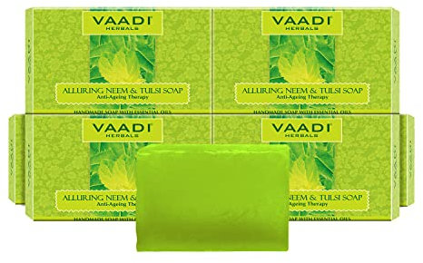 Vaadi Herbals Soap Bar Neem Tulsi With Aloe Vera Extracts Vitamin E Tea Tree Oil Natural Soap 6 X 75 Gm