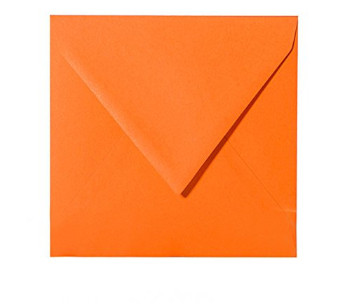 Paper24 25 Briefumschläge 12x12 cm, Umschläge quadratisch 12x12 cm, 120g/m², feuchtklebend in der Farbe: Orange