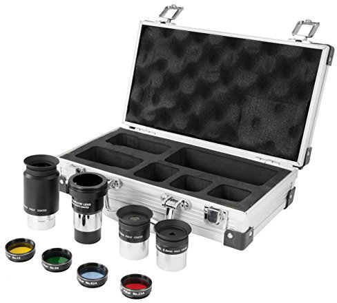 TS-Optics TSECase 1,25 Okular Set mit Plössl Okulare, Barlowlinse und Farbfilter für Refraktor Linsenteleskop Spiegelteleskop und andere Teleskope
