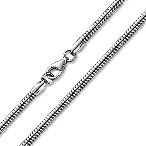 Materia 925 Sterling Silber Schlangenkette 3mm Damen Halskette Collier rhodiniert in 42 cm K28-42cm
