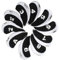 Andux Print Number Golf Iron Club Head Covers with Transparent Window 10pcs/Set Black/white