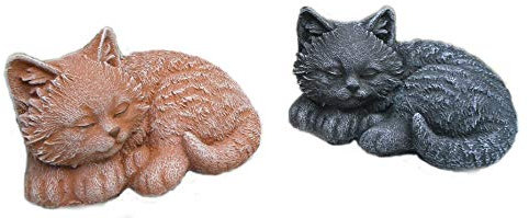 STEINFIGUREN SPICKER Steinfigur Katze mini 2er Set 156/1, 156/3, Gartenfigur Steinguss Tierfigur Basaltgrau, Terrakotta Patina