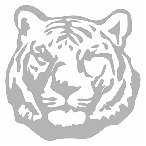 INDIGOS UG Auto Aufkleber Tiger Silber - 88mmx88mm - Autoaufkleber - Tuning - Sticker - Heckscheibe - Fahrrad - Motorrad - UV beständig