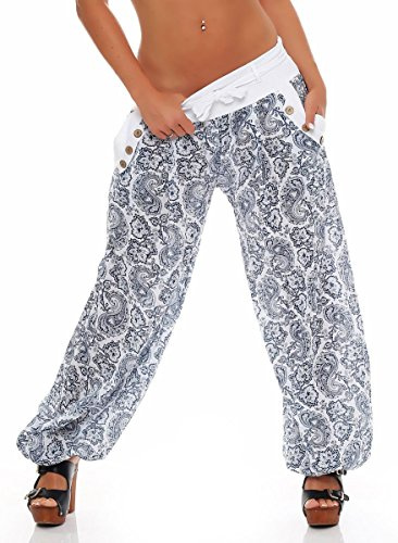 Malito Damen Pumphose mit Orient Print | leichte Stoffhose | Freizeithose für den Strand | Haremshose - luftig 3488