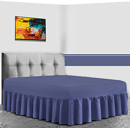 Gaveno Cavailia Luxury Non-Iron PERCALE VALANCE Sheet, Poly-Cotton, Navy , Double
