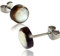 CHICNET Ohrstecker Unisex 8 mm Kokosnuss Holz Edelstahl Muschel Perlmutt Inlay rund weiß | Lobe Piercing Damen Herren Ohr Schmuck Handarbeit Chirurgenstahl |Geschenk Ohrringe braun