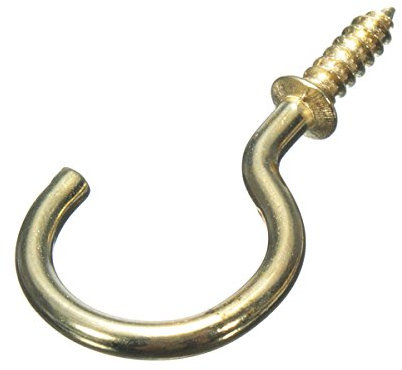 Pack Of 20 Cup Hook 25Mm To Shoulder Total Length 38Mm Brass Plated Eb