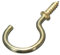 Pack Of 20 Cup Hook 25Mm To Shoulder Total Length 38Mm Brass Plated Eb