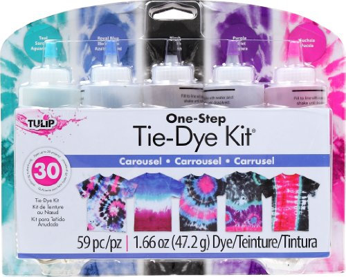 Tulip DC31677 One Step Batik-Set, Karussellfarben Batikdesign, Gummi, Karussell, 47.2 g (5er Pack), 45 Milliliter