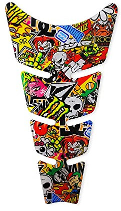 4R Quattroerre.it Protection Réservoir Adhésive 3D pour Motos Slim, Sticker Bomb, 20,5 x 11,5 cm