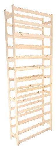 MODO24 Flaschenregal, Weinschrank, Weinständer, Getränkeregal, Weinflaschenhalter, Flaschen Organizer, Weinschrank, Weinregal Holz für 91 Flaschen, Abmessungen 198x72x25 cm, Farben: Naturholz