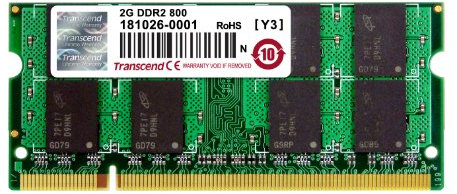Transcend Memoria RAM, 2 GB, DDR2, 200-Pin SO-DIMM. 800 MHz