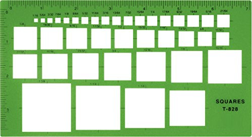 Westcott T-828 Technische Quadrate Zeichen- und Zeichenschablone, Kunststoffschablone, grün