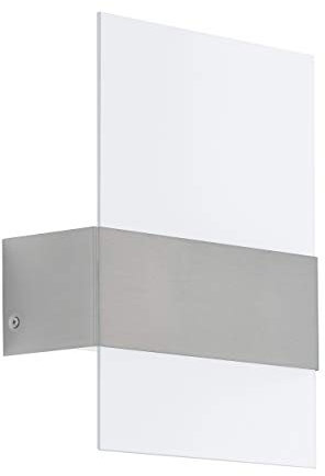 EGLO LED Außen-Wandlampe Nadela, 2 flammige Außenleuchte, Wandleuchte aus Edelstahl, Farbe: Silber, Glas: Weiß, satiniert, IP44