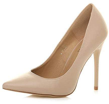Ajvani Womens Ladies high Heel Pointed Court Smart Party Work Shoes Pumps, Nude Matte, 5 UK
