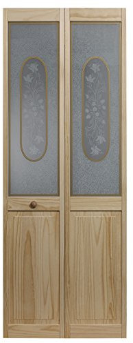 Pinecroft 812728 Elizabthian Half Glass Bifold Interior Wooden Door, 32'' x 80'', Unfinished
