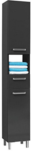 Pelipal Hochschrank Quickset 311 in Anthrazit Glanz, 30 cm breit | Hochschrank mit 2 Türen, 1 Nische und 1 Schublade