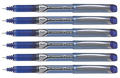 Pilot V5 Liquid Ink Rollerball 0.5 mm Tip (Pack of 6) - Blue