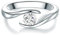 Trilani Damen-Solitärring Sterling Silber Zirkonia weiß im Brillantschliff - Spannring gedreht Verlobungsring Antragsring Trauring
