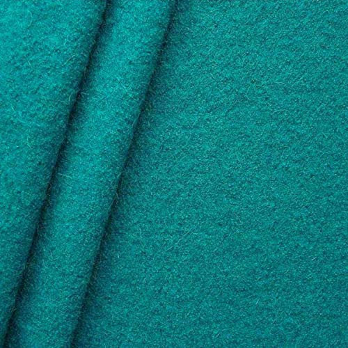 STOFFKONTOR Walkloden Wollstoff Meterware, 100% Wolle, Farbe Petrol, Isolierend & Beidseitig verwendbar, ca. 140 cm breit, ca. 350 g/m²