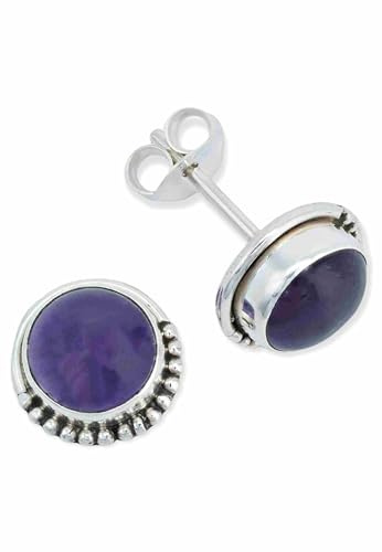 Ohrstecker 925 Silber Amethyst lila Stein Edelstein Ohrringe echt Silber Damen Sterling Silber Stecker Geschenk(MOS-018-01)
