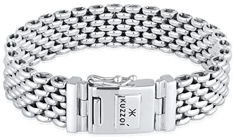 Kuzzoi Silberarmband Herrenarmband aus massivem 925 Silber Breite 18 mm | 335107
