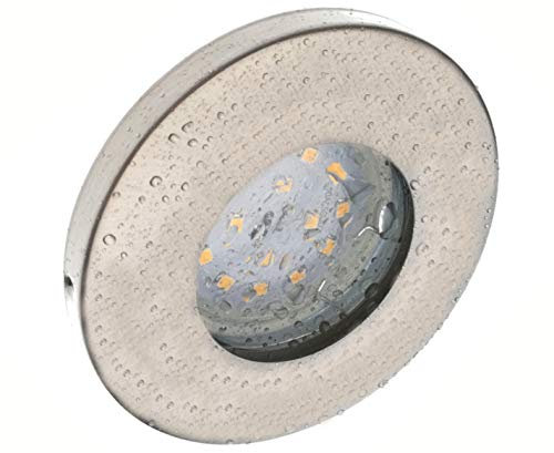 Trango 1er Set LED IP44 Einbaustrahler rund in Nickel Matt 6729IP-012B Einbauleuchten Deckenspots Deckenstrahler Einbauspots inkl: 1x 3.0 Watt LED Leuchtmittel 3000K warmweiß