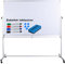Mobile Whiteboard Tafel beidseitig beschriftbar,in 2 Größen, schutzlackiert, magnethaftend, mit gratis Zubehör (Stifte,Schwämme,Magnete), Größe:180x100 cm