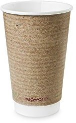 Vegware VDW-16 double wall kraft cup, 16 oz, brown (Pack of 400)