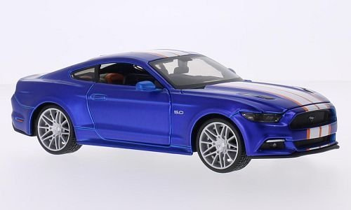 Ford Mustang GT Custom Tuning, matt-blau/Dekor, 2015, Modellauto, Fertigmodell, Maisto 1:24