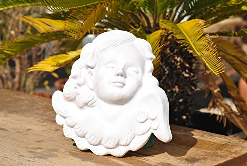 Unbekannt Wandbild Engel,Putte,Terracotta,weiß lackiert,frostfest,34cm